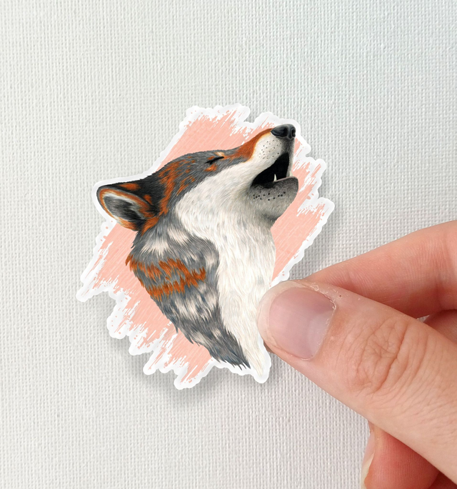 Sticker loup hurlant
