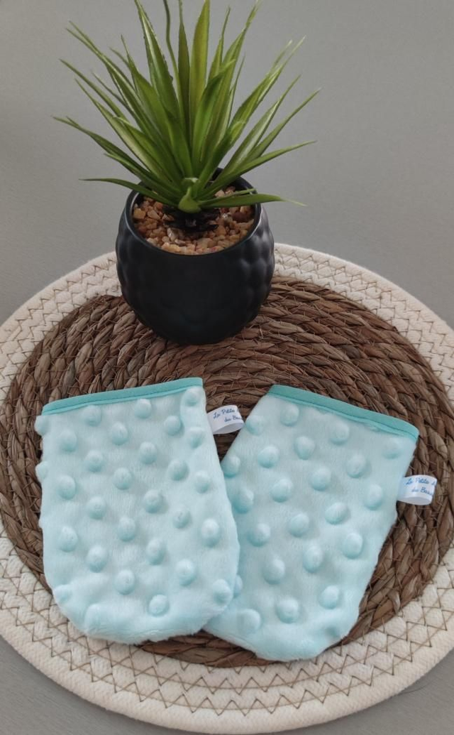 Gants petits minky X2 menthe 