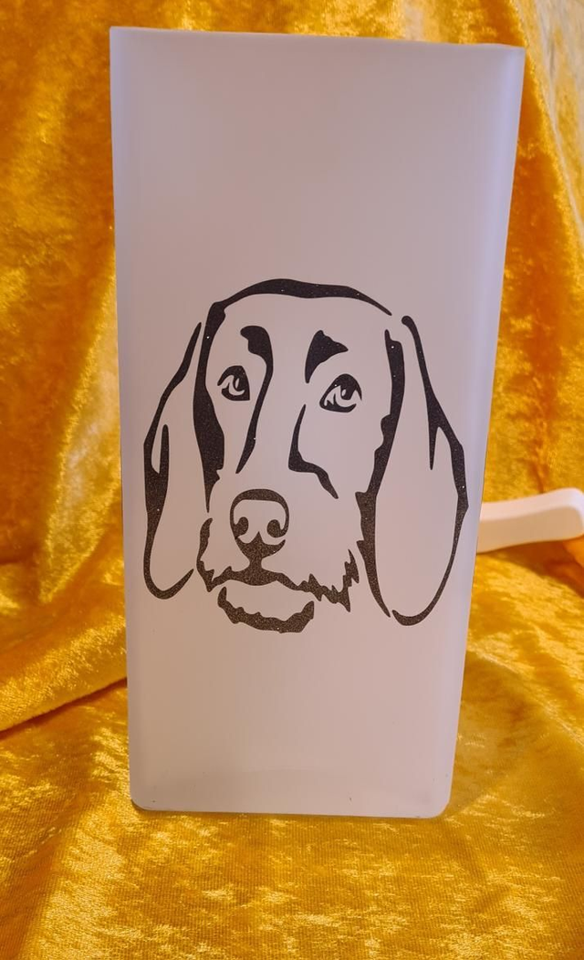 Tischlampe Rauhhaardackel grau