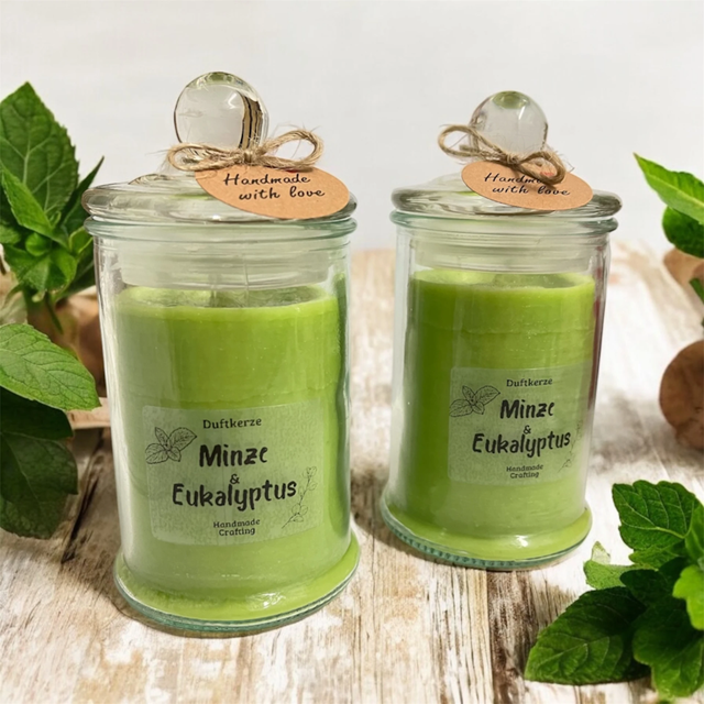 Duftkerze „Minze & Eukalyptus“ im Glas