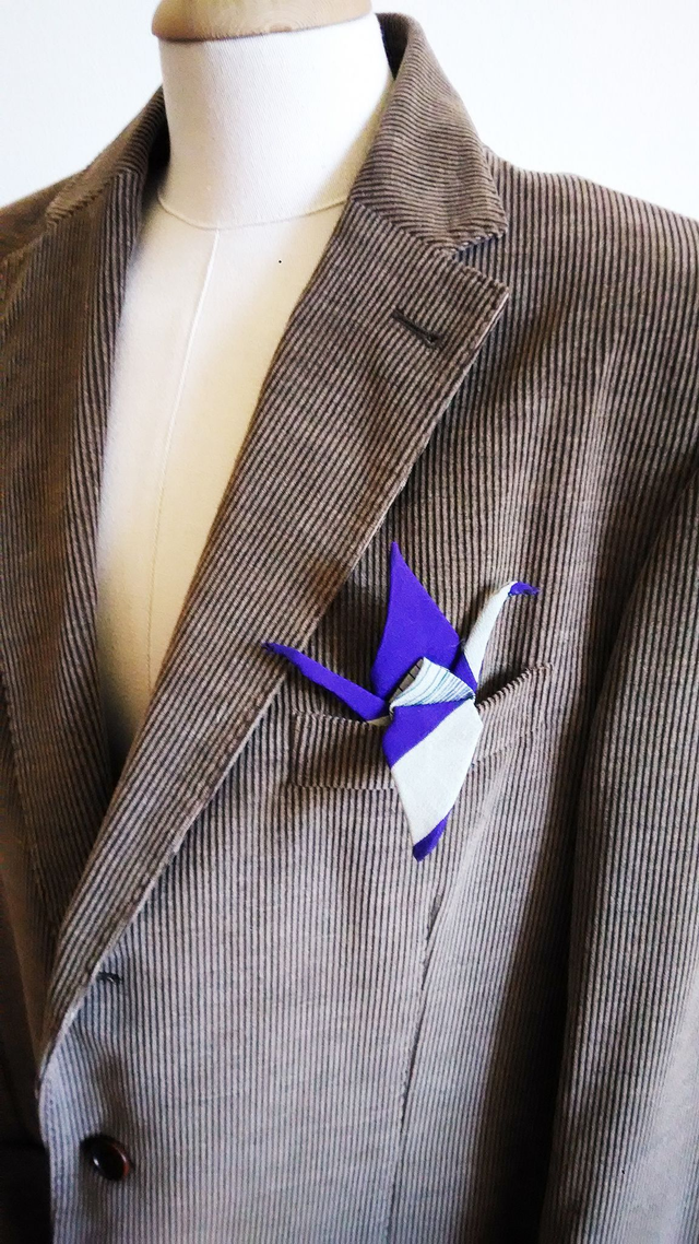 Set of 3 Origami Crane Clip Brooch, Bowtie and Handkerchief for Jacket, Gift for him, Gift for her, For Wedding