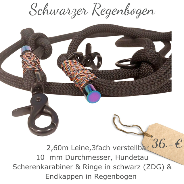 2,60 m Leine "schwarzer Regenbogen"