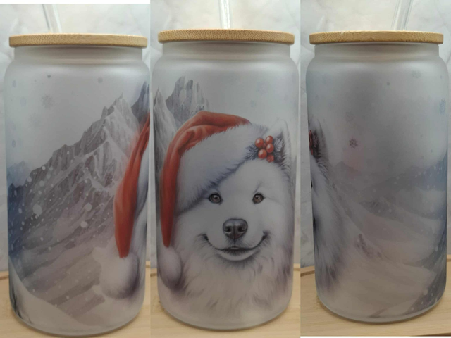 Verre Givré Samoyède de Noël 