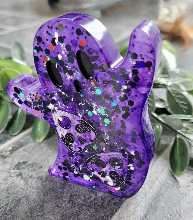 Ghost Ornament - Purple Glitter with Ouija Planchette
