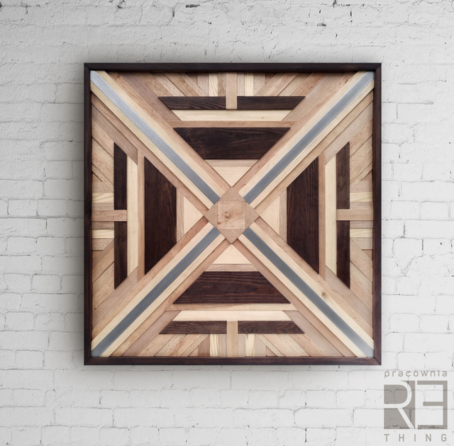 Geometryczna Mozaika z Drewna z Odzysku