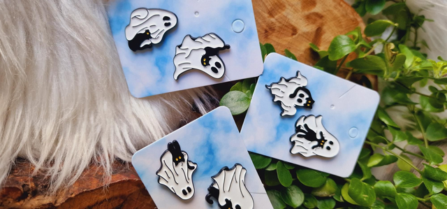 Ghost and Cat Pin Badges