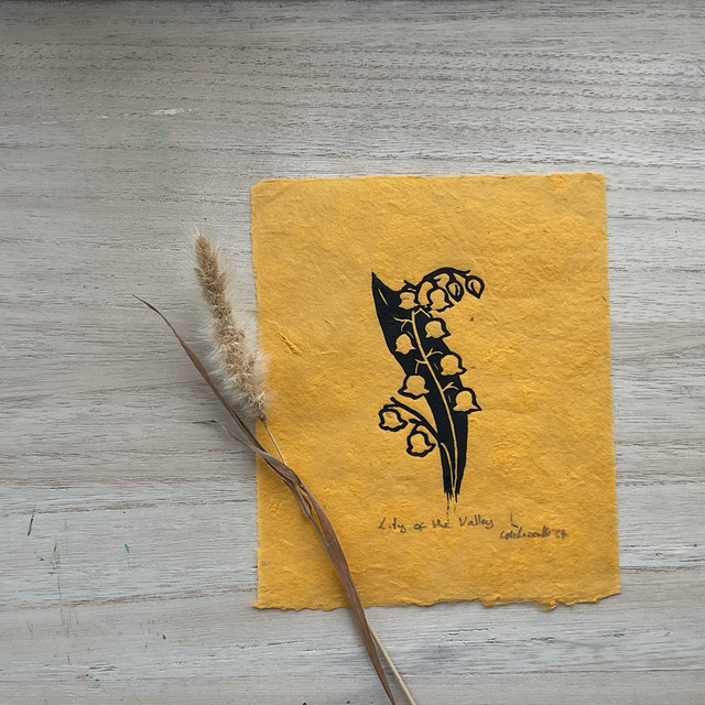 Lily of the Valley mini Lino Prints on Khandi paper