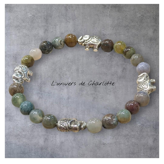 Bracelet "Agate Indienne" 6mm BR-075