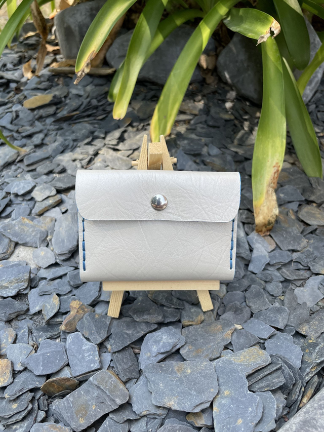 Porte-cartes/porte-monnaie ivoire/turqouise