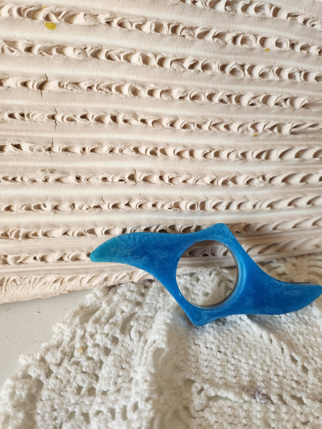 Bague de lecture résine bleue et dorée