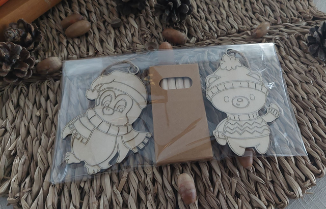 Kit de personnages de Noël en bois à colorier