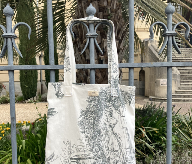 Tote bag en toile de jouy