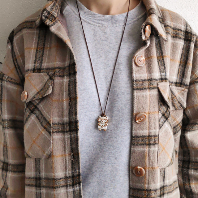 Raccoon - Red Panda clay keychain - Clay Raccoon Necklace - Clay Red panda charm - Air dry clay pendant