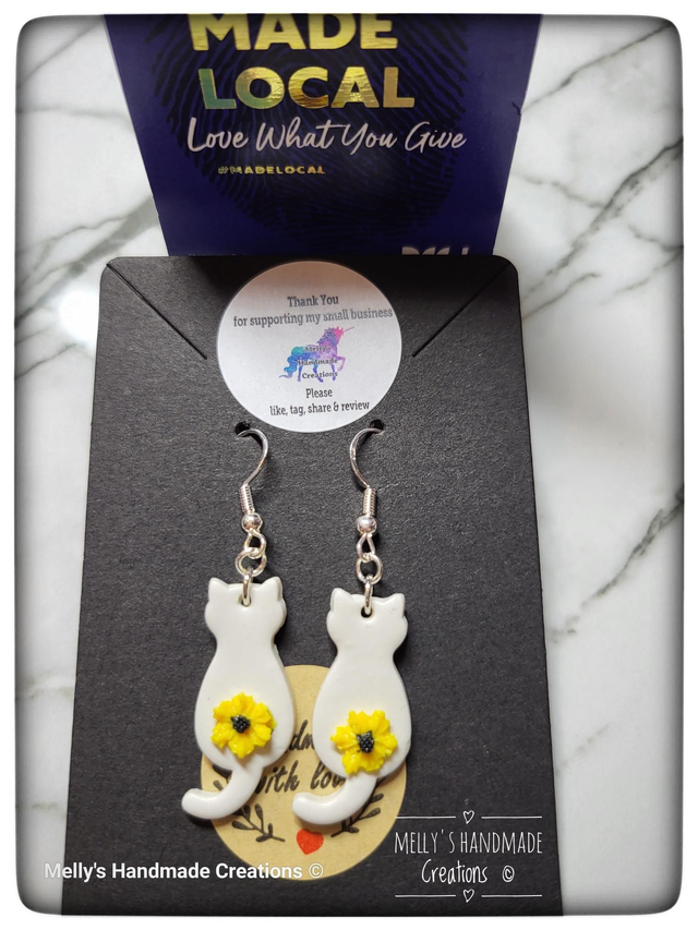 Cat and Flower earrings