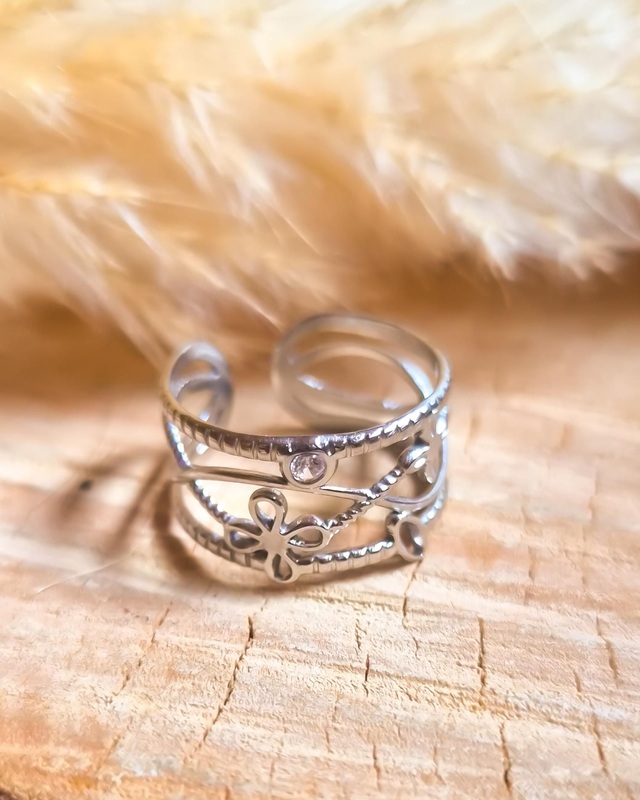 Bague "Perrine" - Modèle argenté 