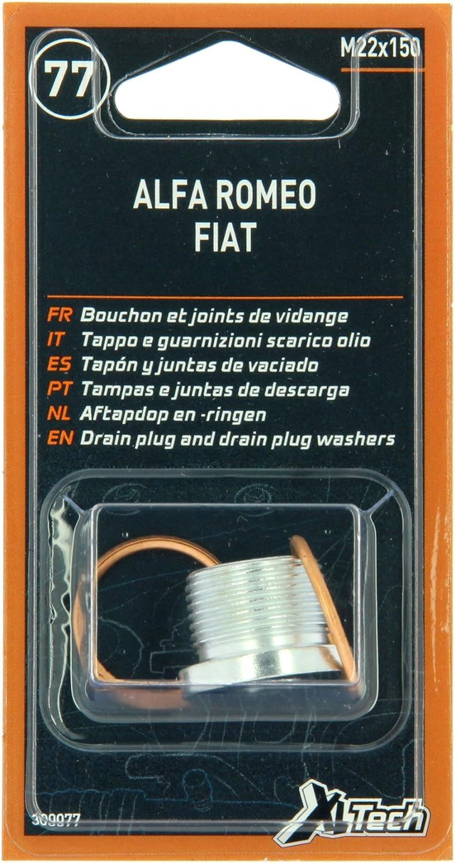 Bouchon de vidange M22 x 150 N°77 + 2 joints métalloplastiques, diamètre 22mm, pour carter d'huile