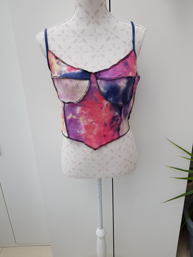 Top Débardeur Caraco Asymétrique Multicolore Sexy Taille 2XL(EU48)