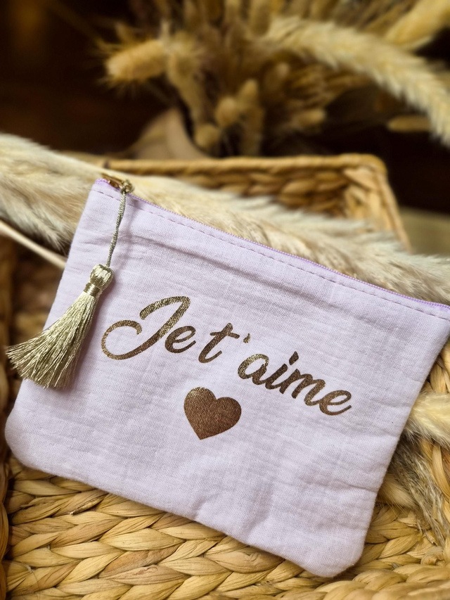 Pochette à message "Je t'aime" - Modèle lilas