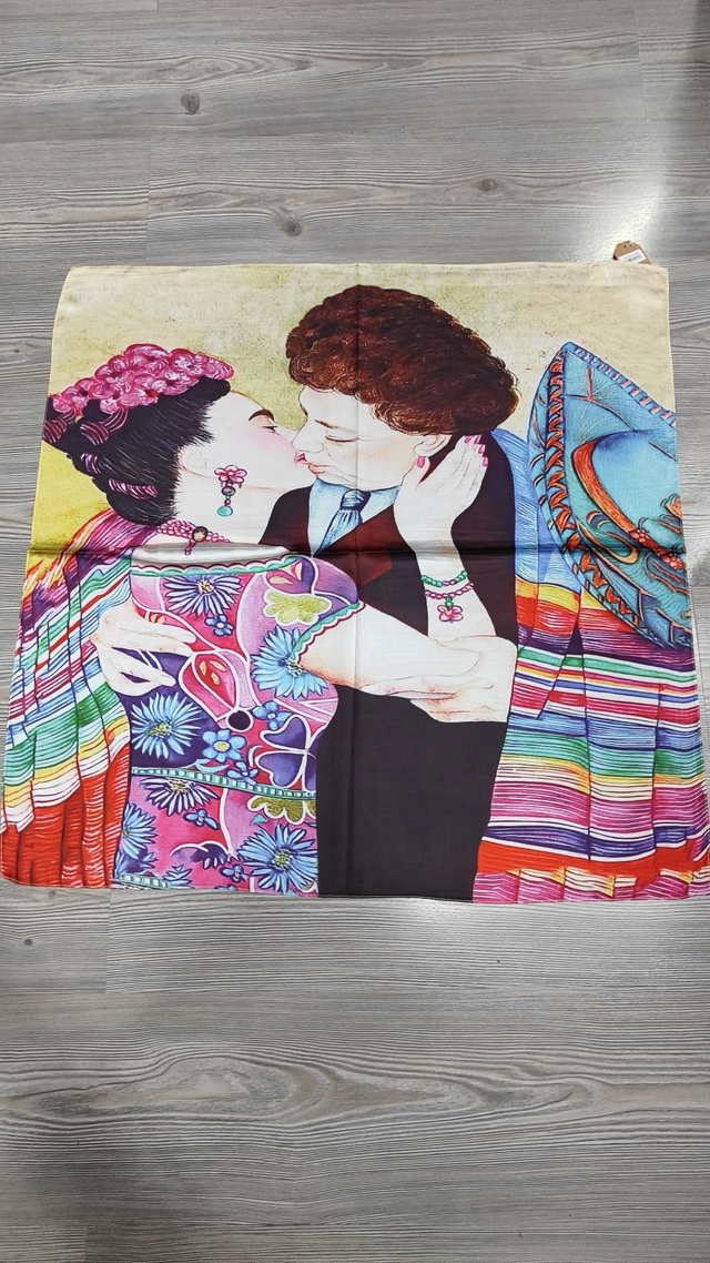 Foulard quadrato Frida Kahlo e Diego