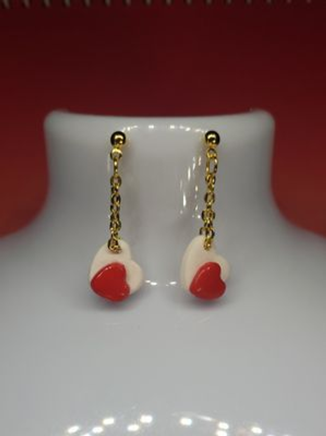 Drop earrings - heart on heart design