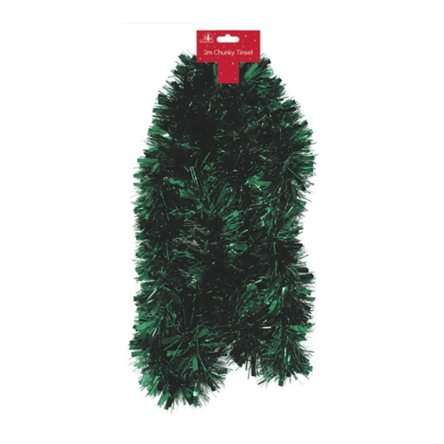 Dark Green Chunky Christmas Tinsel 2 Meter