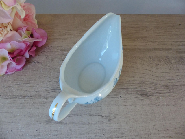 Saucière en porcelaine française de Limoges à fleurs bleues tendres, Bol à sauce en porcelaine, vaisselle de France Vintage