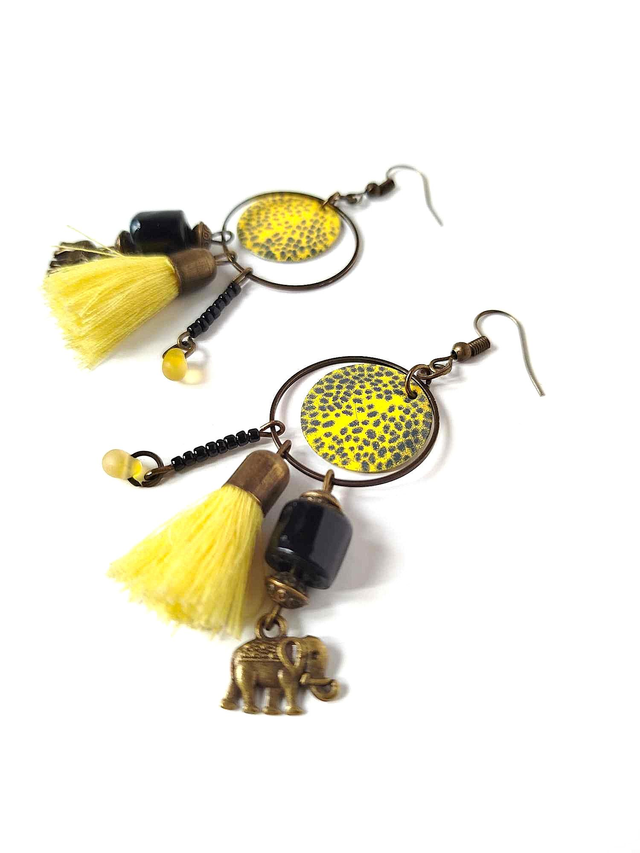 Créoles Upcyclées Perles Recyclées - Africaines