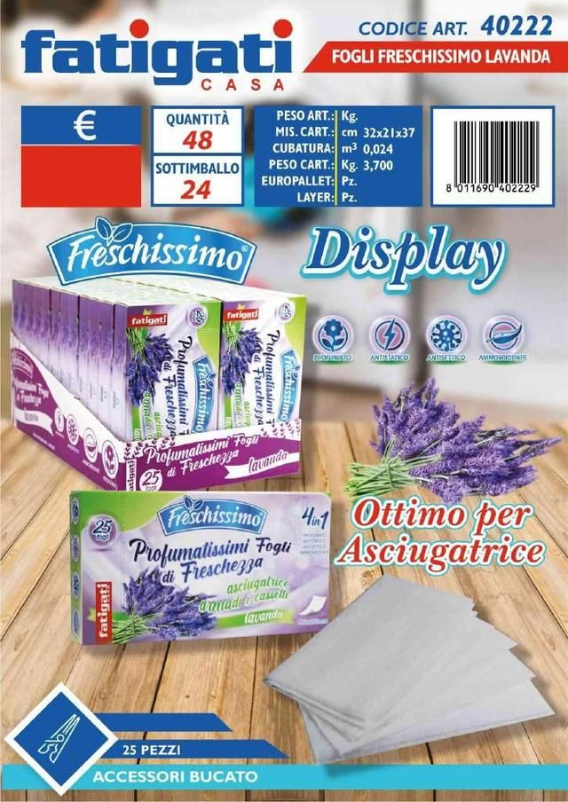 Fatigati Fogli Fresco Lavanda 25pz Asciugatrice