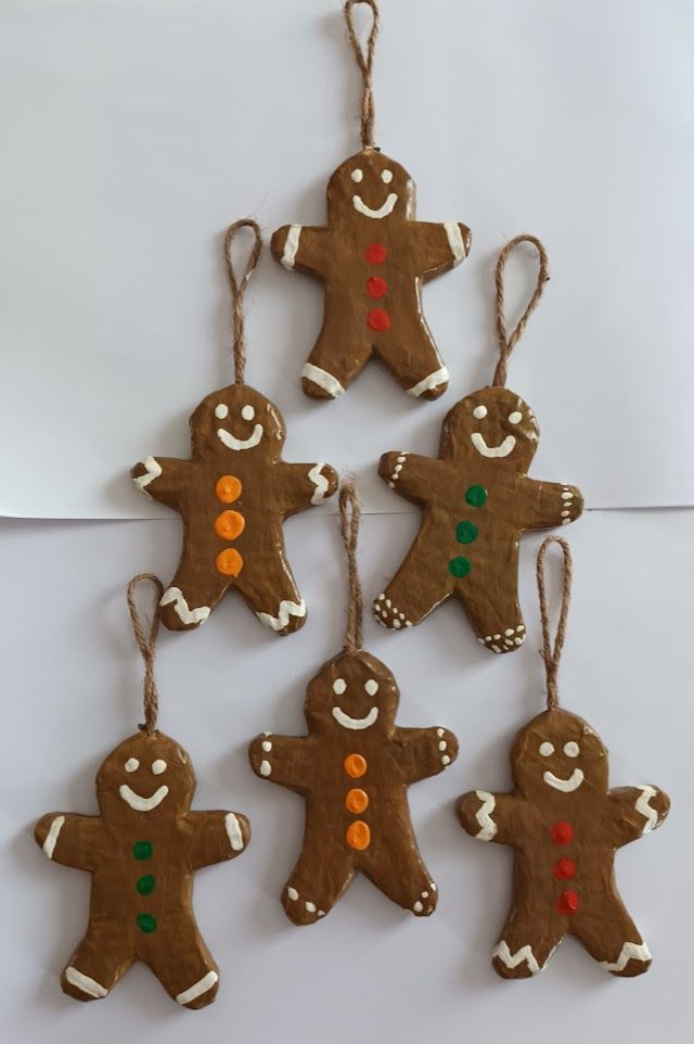 SUSPENSION PAIN EPICE, caramel en papier mâché, fait main, décoration unique de Noël