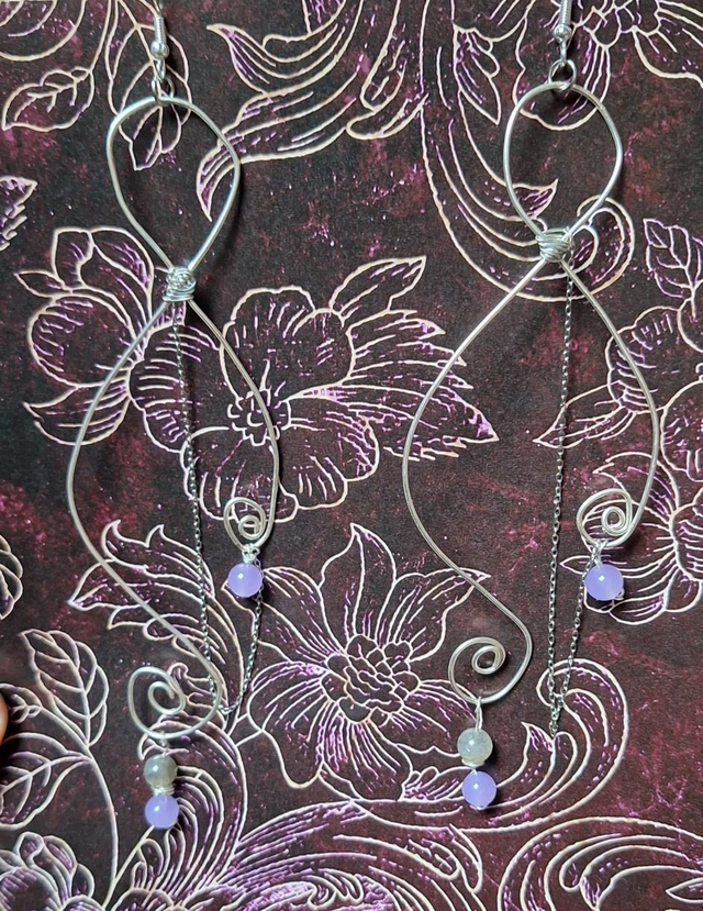 Apollo's symphony in silver with lavender chalcedony and labradorite, two earrings