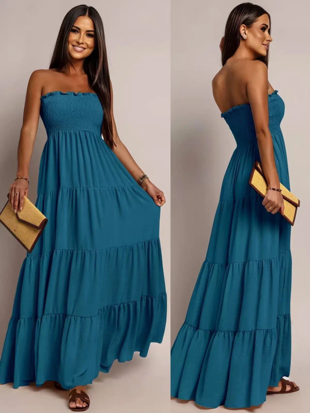 Robe bustier bleu canard