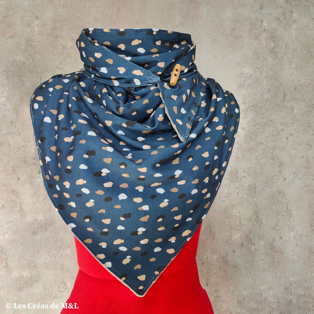Echarpe Foulard Pois Léopard &amp; Minky Sable (Adulte) 
