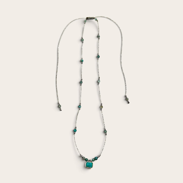 Collier LAGOON – Amazonite &amp; micro-macramé