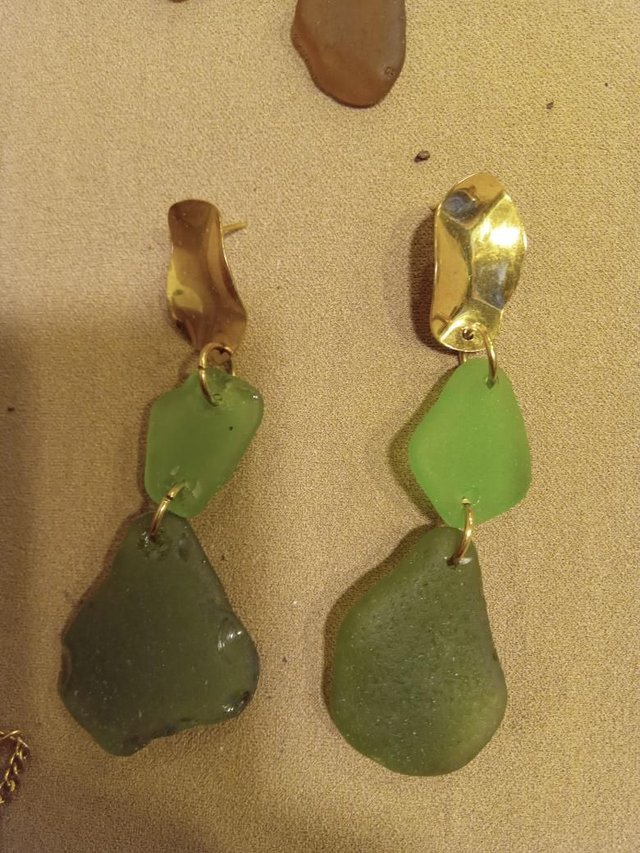 Orecchini Sea Glass doppio verde 2