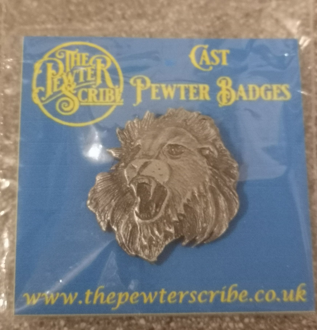 Pin Badge - Roaring Lion - Pewter