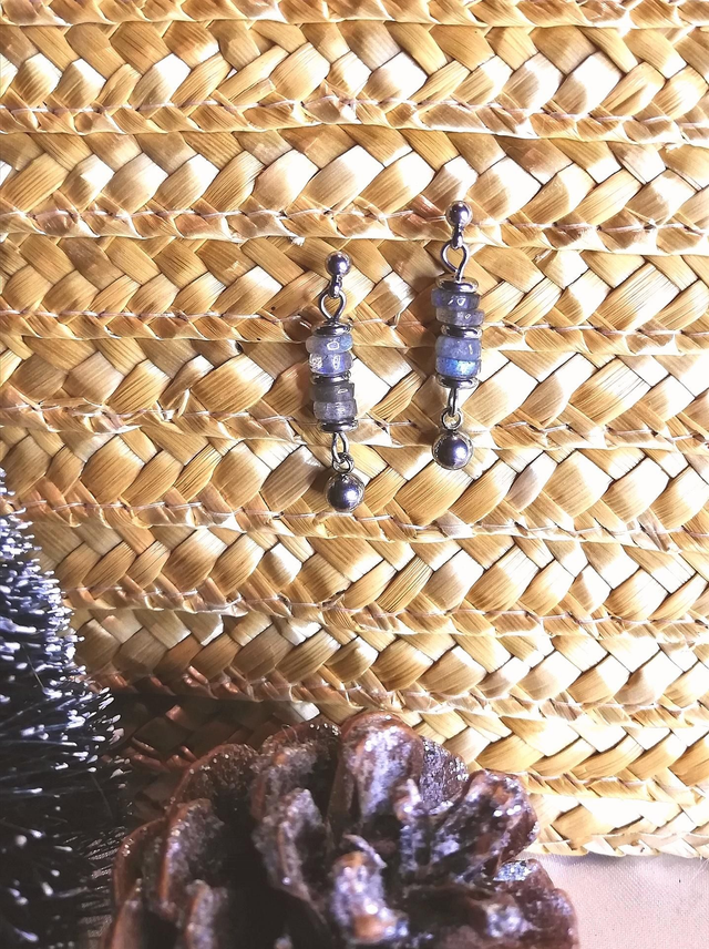 Boucles D'oreilles Comète labradorite 