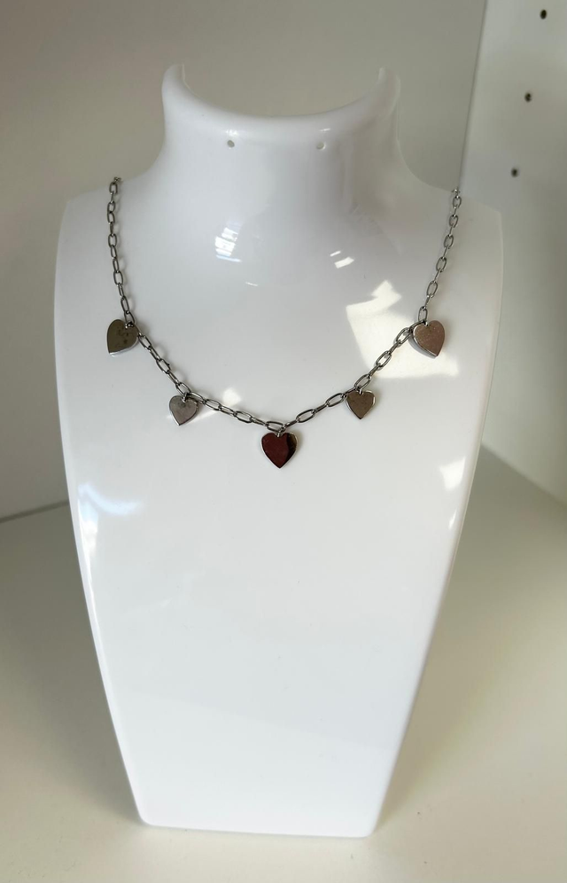 Collana cascata di cuori,argento 925