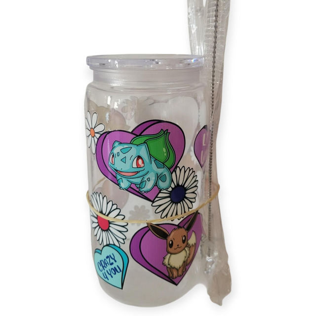 Gourde avec paille en plastique Pokemon 