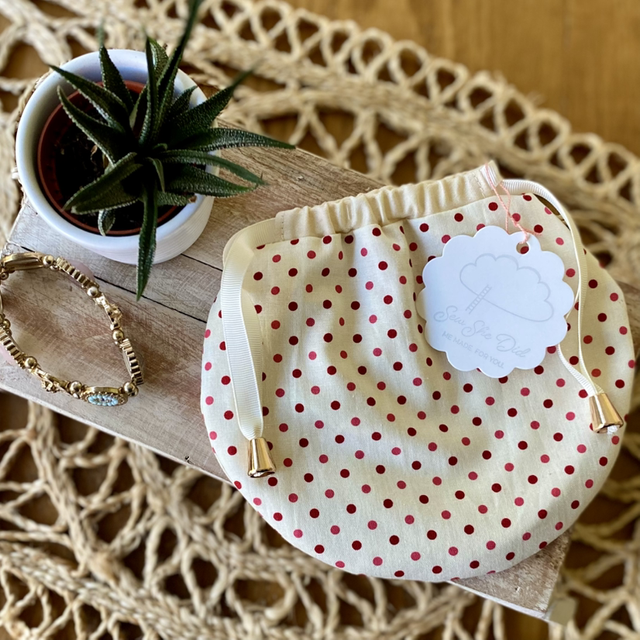 Jewellery Pouch - Red Polka Dots