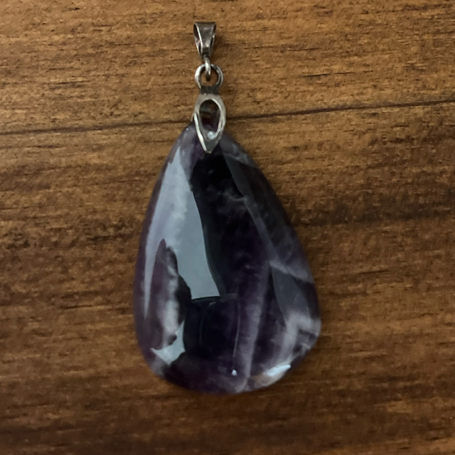 Pendentif en Améthyste chevron et bélière argent 