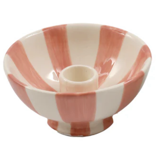 Cabana Pink Stipe Candle Holder