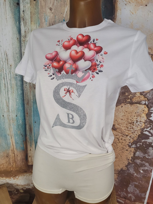 T-SHIRT BLANC FEMME(A63) &quot; Mon Cœur&quot;