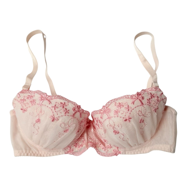 Cream+ pink bow Japanese Bra UK 32B  