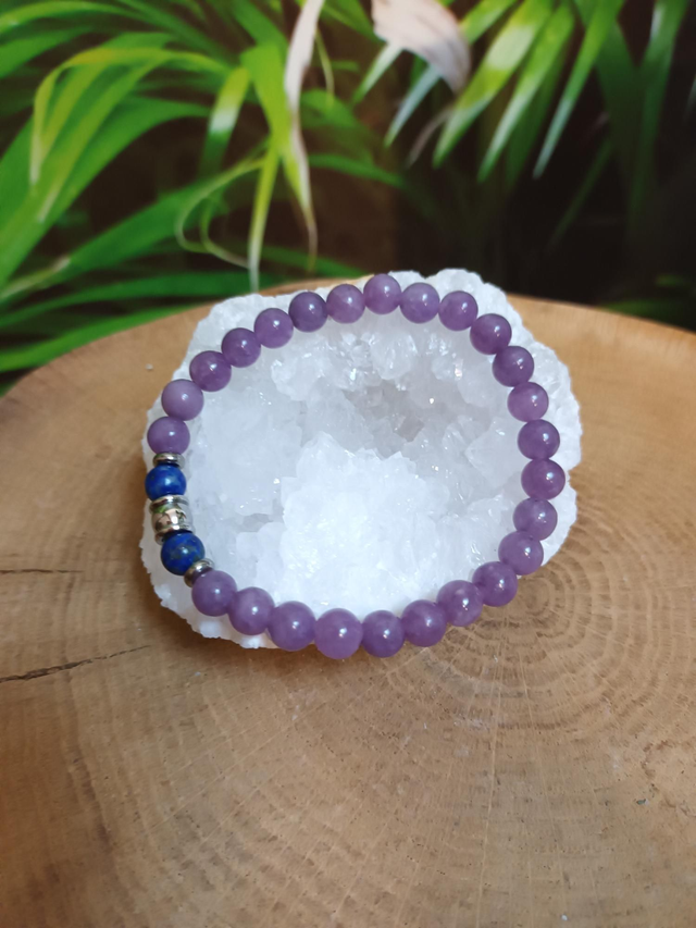 Bracelet en lépidolite et lapis-lazuli