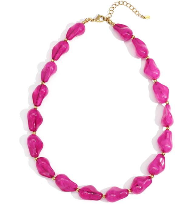 Acryl kralen ketting fuchsia