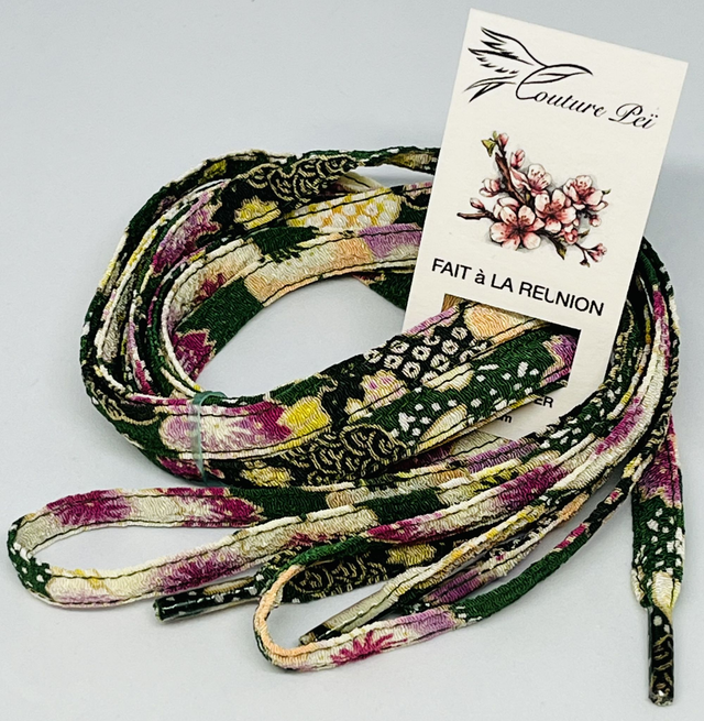 Lacet collection "Japon" vert fleuri 120 cm