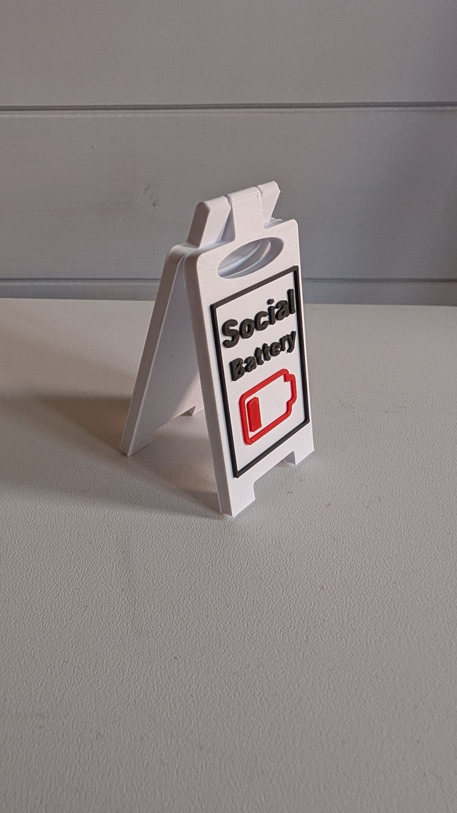 Empty Social Battery Desk Sign