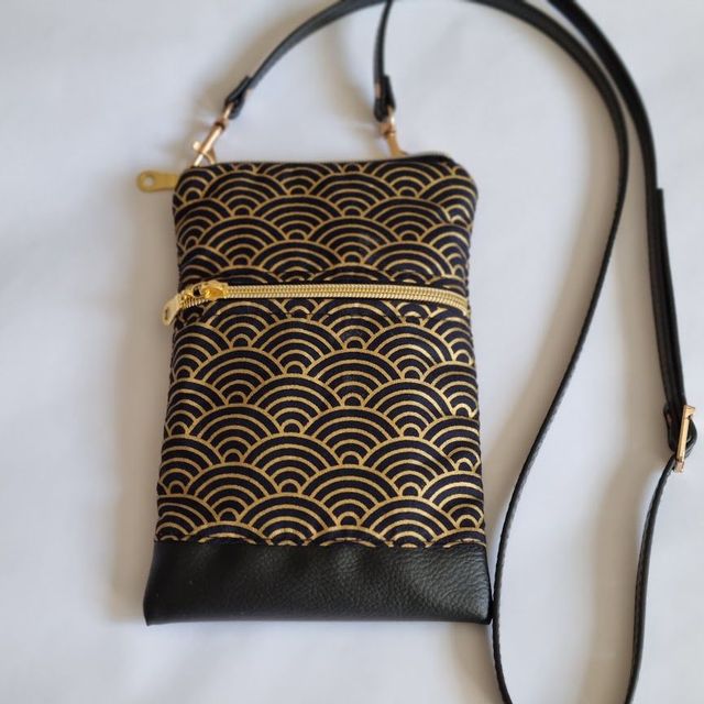 Mini-sac pour téléphone "Nami" noir & simili cuir noir