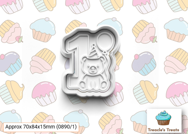 Happy Birthday number 1 Fondant/cookie stamp with cutter 