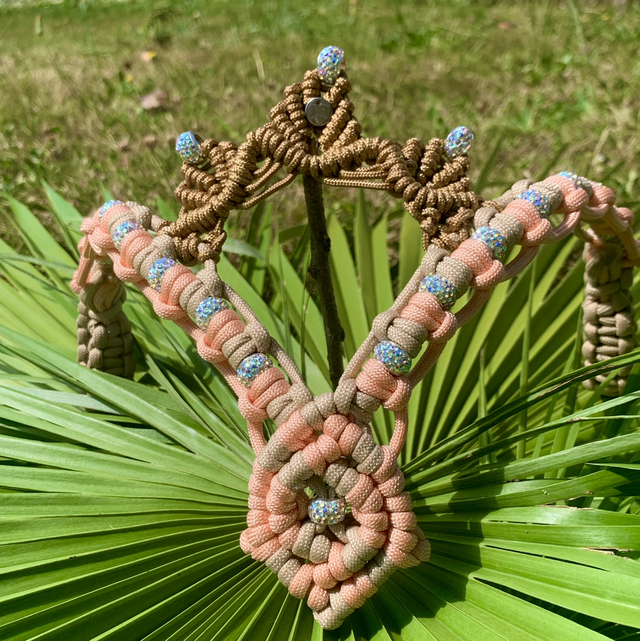 Headband PRESTIGE rose et beige taille poney/cob/full